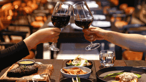 Friends dining together